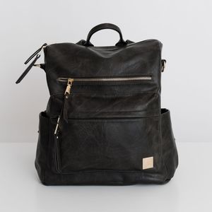 Black Faux Leather Backpack purse